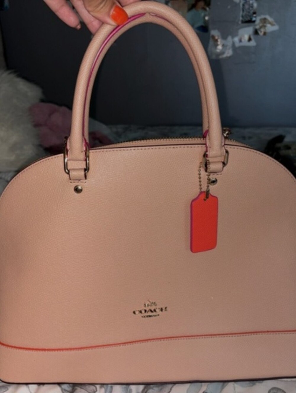 Coach Pink Dome Satchel with Red Tag